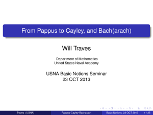 From Pappus to Cayley, and Bach(arach) Will Traves USNA Basic Notions Seminar