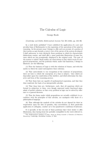 The Calculus of Logic George Boole