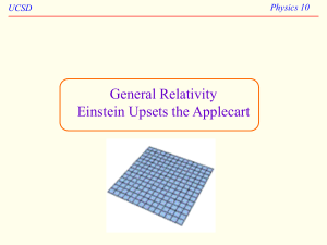 General Relativity Einstein Upsets the Applecart Physics 10 UCSD