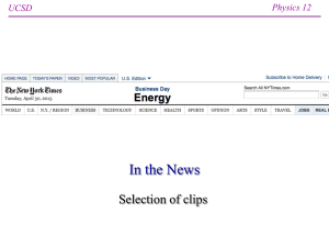 In the News Selection of clips Physics 12 UCSD