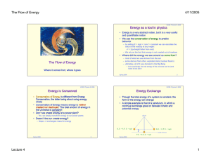 The Flow of Energy 4/11/2005 Energy as a tool in physics