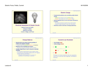 Electric Force, Fields, Current 04/18/2006 Electric Charge