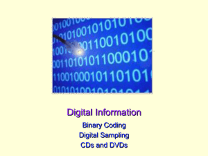 Digital Information Binary Coding Digital Sampling CDs and DVDs