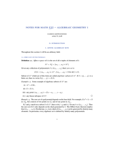 notes for math 532 – algebraic geometry i 0. introduction