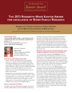 The 2013 Rosabeth Moss Kanter Award for excellence in Work-Family Research A