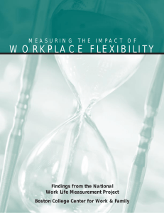 W O R K P L A C E  ... M E A S U R I N G  ... Findings from the National Work Life Measurement Project