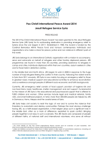 Pax Christi International Peace Award 2014 Jesuit Refugee Service Syria