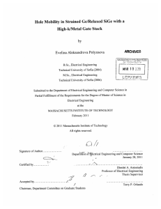 I 10 Hole  Mobility  in  Strained Ge/Relaxed  SiGe ... High-k/Metal  Gate Stack