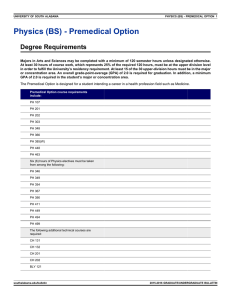 Physics (BS) - Premedical Option Degree Requirements