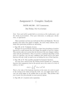 Assignment 3 - Complex Analysis MATH 440/508 – M.P. Lamoureux