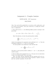 Assignment 4 - Complex Analysis MATH 440/508 – M.P. Lamoureux SOLUTIONS