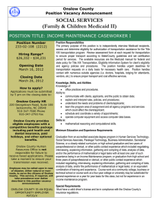 SOCIAL SERVICES (Family &amp; Children Medicaid II) Onslow County
