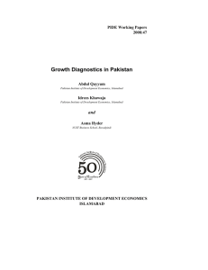 Growth Diagnostics in Pakistan PIDE Working Papers 2008:47