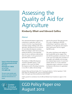 Assessing the Quality of Aid for Agriculture