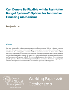 Can Donors Be Flexible within Restrictive Budget Systems? Options for Innovative