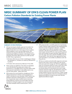 NRDC SUMMARY OF EPA’S CLEAN POWER PLAN