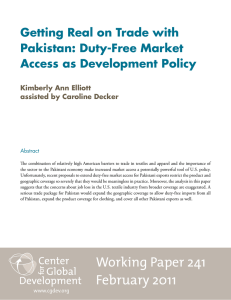 Getting Real on Trade with Pakistan: Duty-Free Market Access as Development Policy