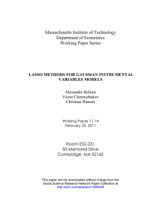 Massachusetts Institute of Technology Department of Economics Working Paper Series