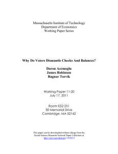 Why Do Voters Dismantle Checks And Balances?  Daron Acemoglu James Robinson