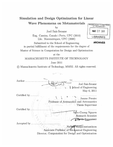 Simulation  and  Design  Optimization  for ... Joel  Saai-Seoane MAY 7