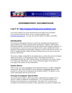 EXPERIMENTER/P.I. DOCUMENTATION Log in at: -systems.com