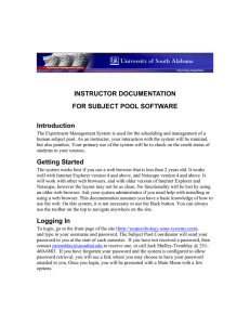 INSTRUCTOR DOCUMENTATION FOR SUBJECT POOL SOFTWARE Introduction