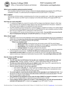 Boston College OISS POST-Completion OPT Information and Application