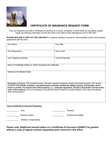 CERTIFICATE OF INSURANCE REQUEST FORM