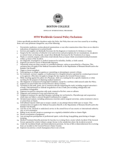 BOSTON COLLEGE HTH Worldwide General Policy Exclusions