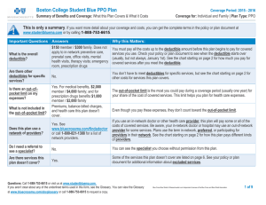 Boston College Student Blue PPO Plan This is only a summary