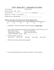 IT452 –Spring 2012 – Assignment Cover Sheet