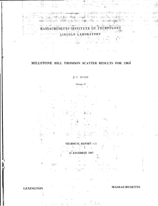 MILLSTONE  HILL THOMSON SCATTER RESULTS FOR  1964 MASSACHUSETTS LEXINGTON