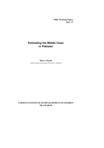 Estimating the Middle Class in Pakistan PIDE Working Papers