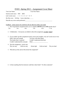 IT452 –Spring 2012 – Assignment Cover Sheet