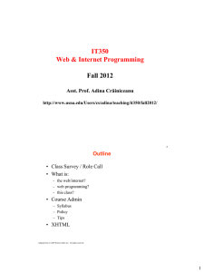 IT350 Web &amp; Internet Programming  Fall 2012