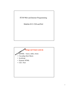 IT350 Web and Internet Programming SlideSet #12: CGI and Perl