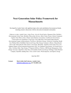 Next Generation Solar Policy Framework for Massachusetts