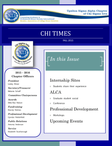 CHI TIMES In this Issue Internship Sites ALCA