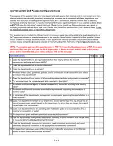 Internal Control Self-Assessment Questionnaire