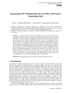 Stereoscopic PIV Measurement of a Jet Flow with Vortex Generating Tabs F0054