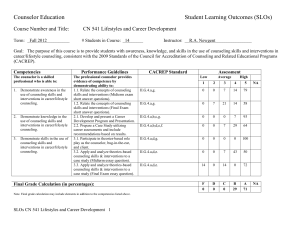 Counselor Education  Student Learning Outcomes (SLOs) Course Number and Title: