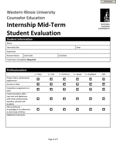 Internship Mid-Term Student Evaluation Western Illinois University Counselor Education