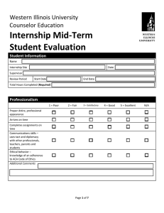 Internship Mid‐Term       Student Evaluation    