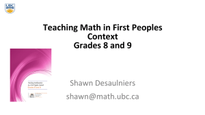 Teaching	Math	in	First	Peoples Context Grades	8	and	9