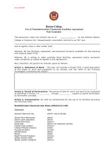 Boston College Use of Nanofabrication Cleanroom Facilities Agreement Non-Academic