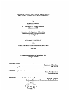 ELECTROSYNTHESIS AND CHARACTERIZATION OF MAIN GROUP AND TRANSITION METAL OXIDES