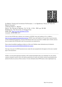 On Market Timing and Investment Performance. I. An Equilibrium Theory... Market Forecasts Author(s): Robert C. Merton