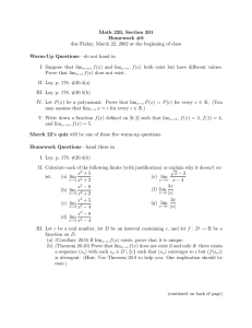 Math 220, Section 201 Homework #8 Warm-Up Questions
