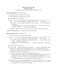 Math 223, Section 201 Homework #8 Warm-Up Questions