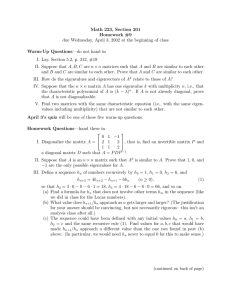 Math 223, Section 201 Homework #9 Warm-Up Questions